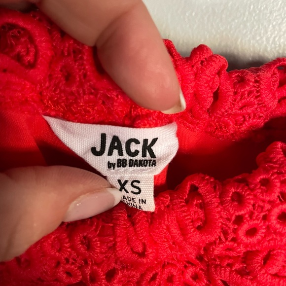 Jack by BB Dakota one shoulder lace top size xs red ADORABLE! - Picture 3 of 3